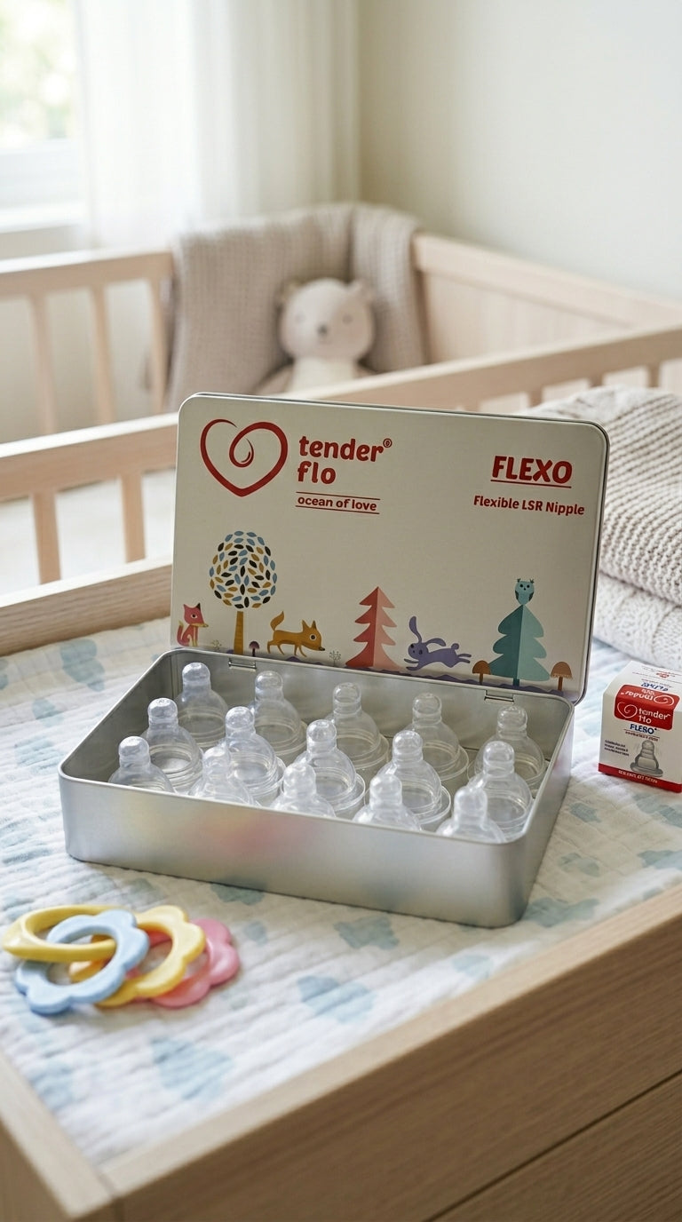 Flexo Peristaltic Silicone Nipple 15 Pieces Tin Pack