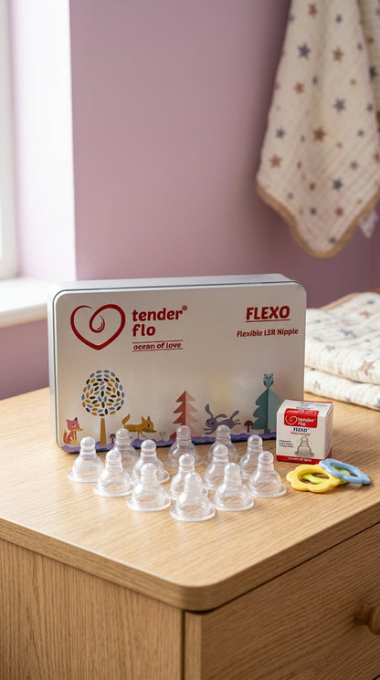 Flexo Peristaltic Silicone Nipple 15 Pieces Tin Pack